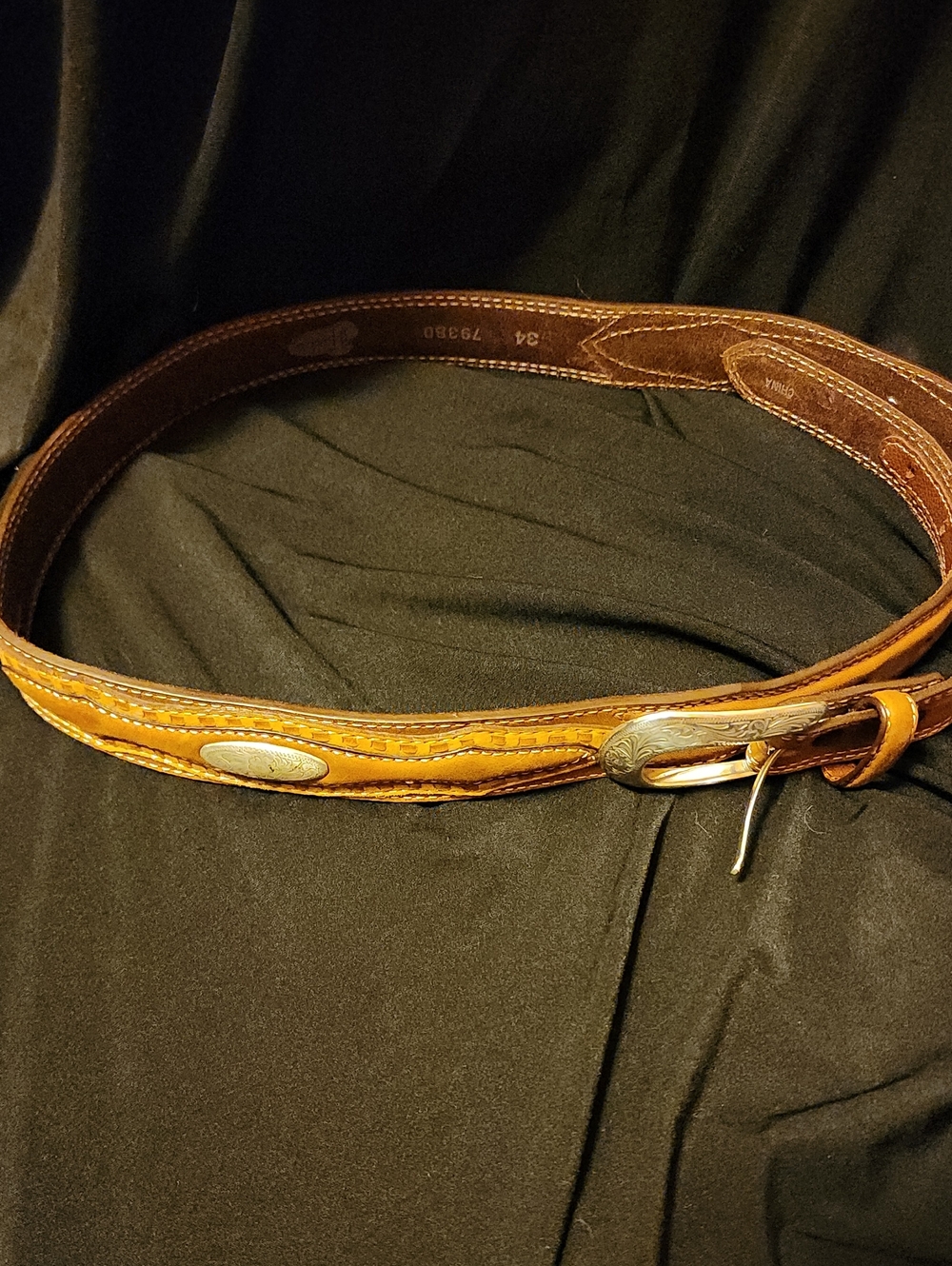 JUSTIN Leather Men’s Belt with Decorative Conchos - Brown